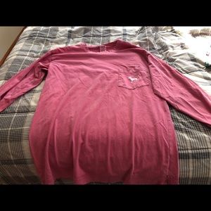 Pink long sleeve tee, made to look slightly worn